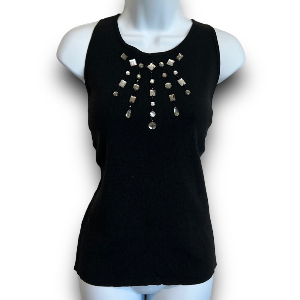 3/$15 LOFT Ribbed Knit Sleeveless Embellished sweater blouse